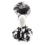 serre tete plume autruche noir blanc