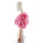 bolero plume manche courte rose fushia
