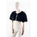 bolero plume crop top noir de qualite