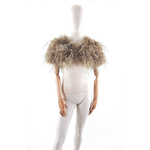 bolero court plume bicolore kaki femme