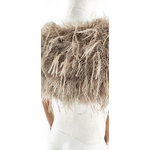 bolero court plume autruche bicolore kaki