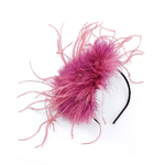 serre tete plume dinde autruche 2 couleur rose jolie