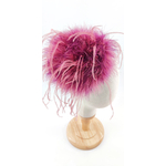 serre tete plume dinde autruche 2 couleur rose magenta