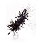 piquet fleur plume strass noir