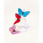 papillons en plume ros bleu rouge blanc