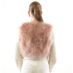 gilet plume femme rose poudré