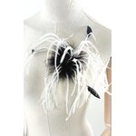 broche accessoire plume autruche coq blanc noir