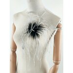 broche accessoire plume autruche coq gris noir 6b-plume