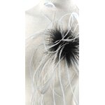 broche accessoire plume autruche coq noir gris