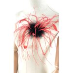 broche accessoire plume autruche coq brique noir