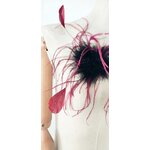 broche accessoire plume autruche coq prune noir