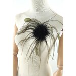 broche accessoire plume autruche coq noir kaki