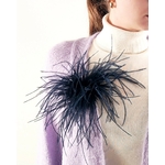 broche plume d'autruche vaporeuse bleu marine