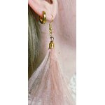 Boucles d’oreilles pendantes en plumes d’autruche - rose 43