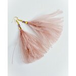 Boucles d’oreilles pendantes en d’autruche  - rose 43
