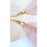 Boucles d’oreilles pendantes en plumes  perle - rose poudré 43