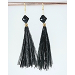 boucle doreilles autruche noire lurex perle - 1562-01
