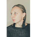 boucle d'oreilles autruche noire perle, lurex- 1562-01