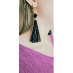 boucle doreilles autruche noire et perle - 1562-01