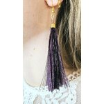 boucle d'oreilles plume d'autruche  lurex prune - 1562-203