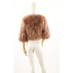 veste plume manche beige rose