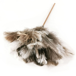 plumeau plume marabout naturel manche bois noir