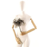 plumeau plume dinde marabout naturel manche noir bois