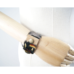 bracelet plume sur cuir