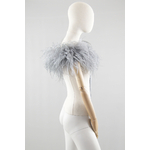 cape plume mariage gris