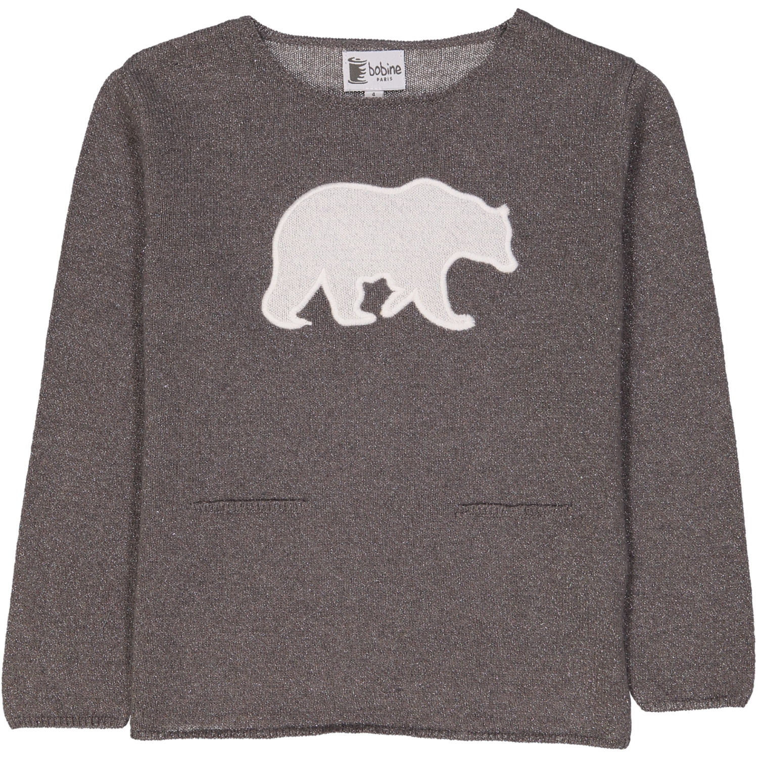 pull fille poche ours sirio taupe_1500x1500