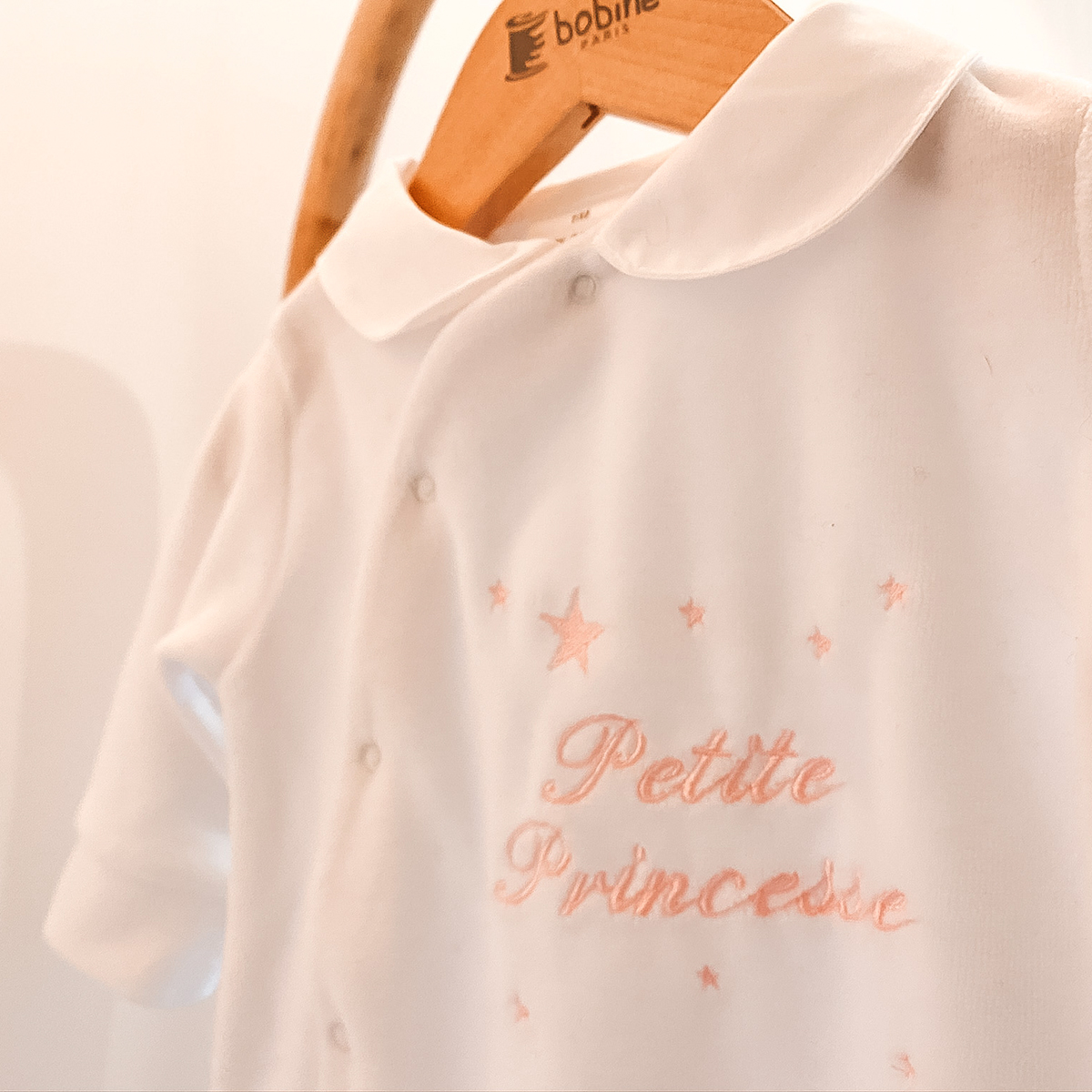Pyjama en coton blanc brodé Petite princesse