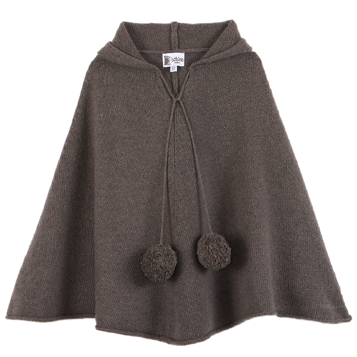 poncho-fille-capuche-taupe