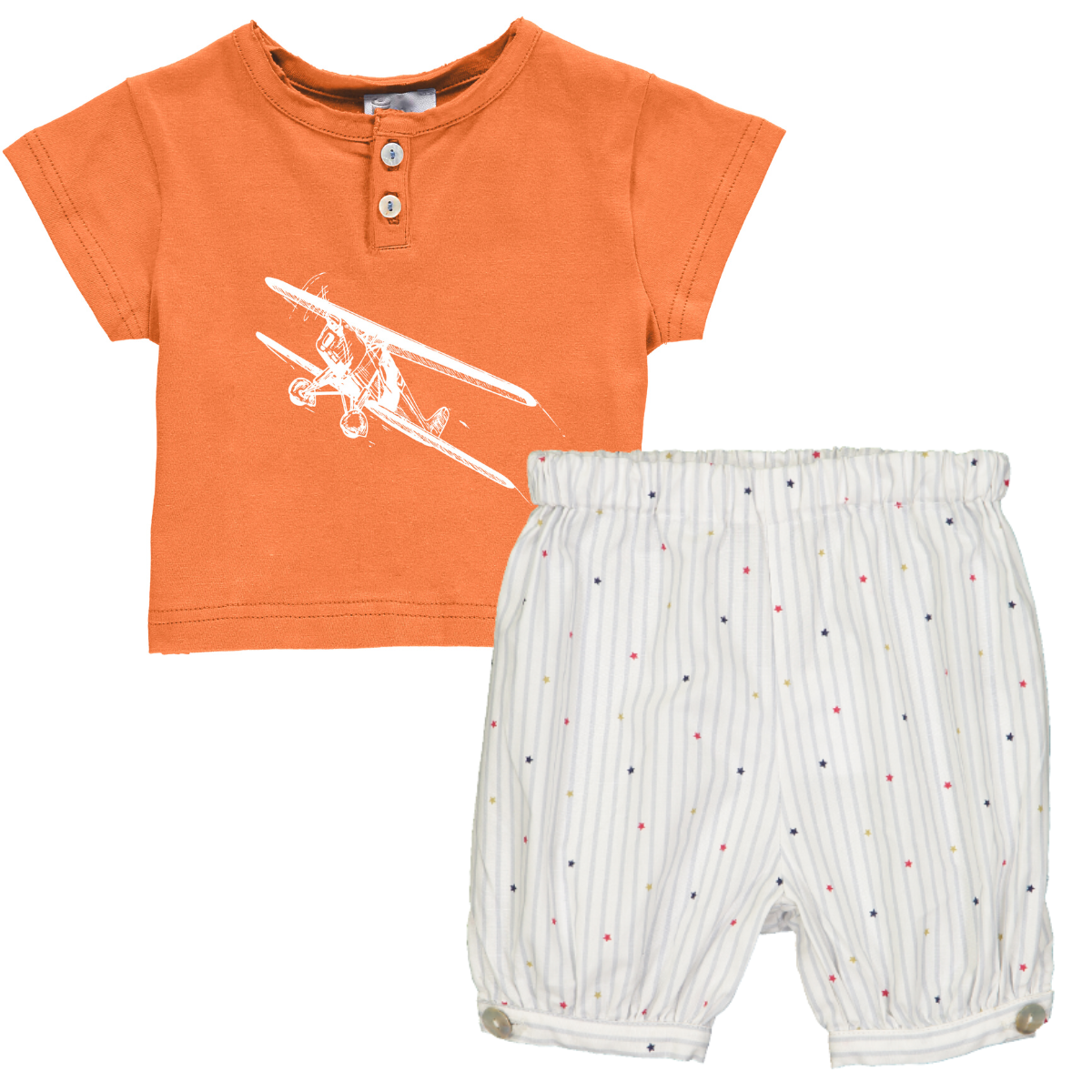Look bébé t-shirt avion et panty à étoiles