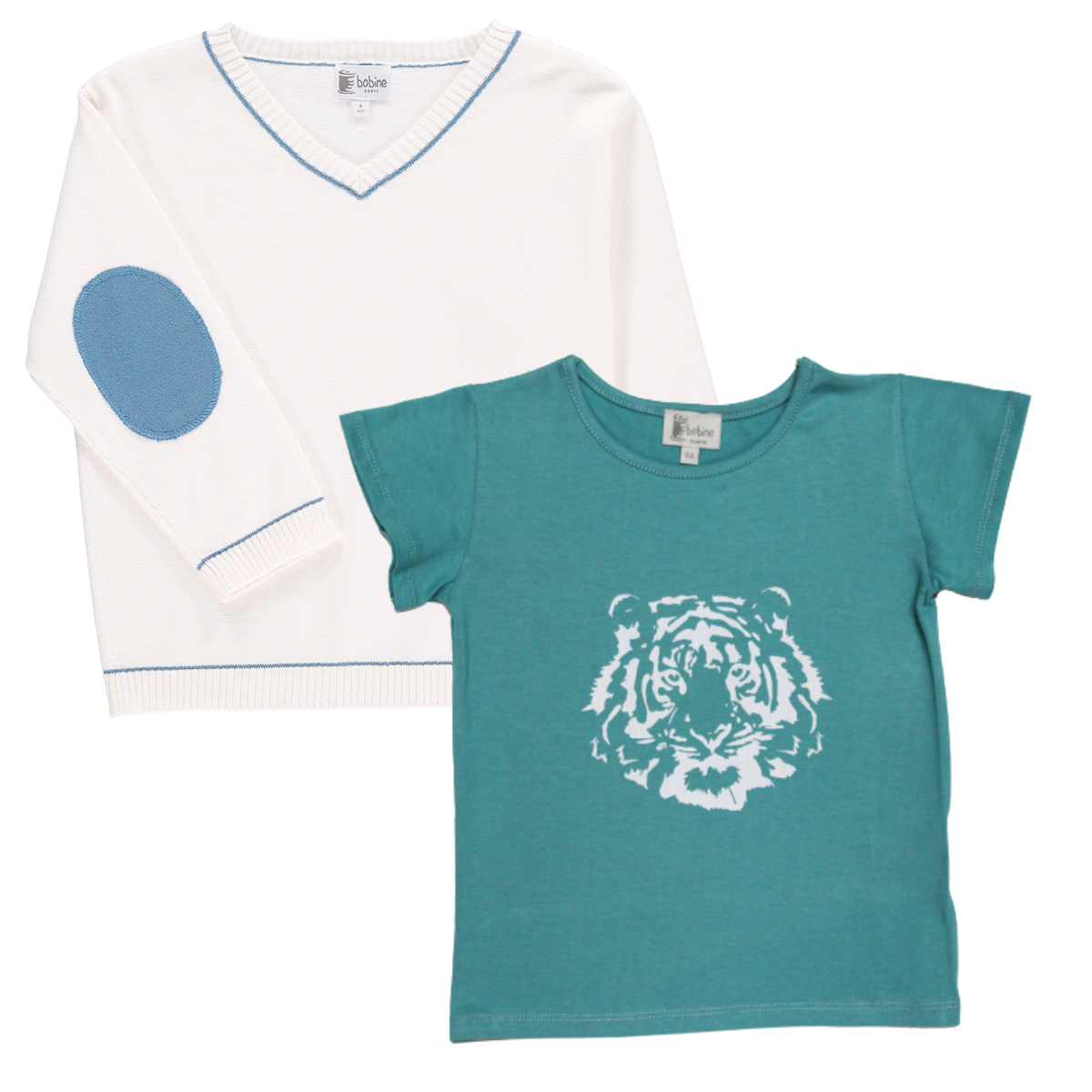 Look_T-shirt_tigreturquoise_pull_blanc