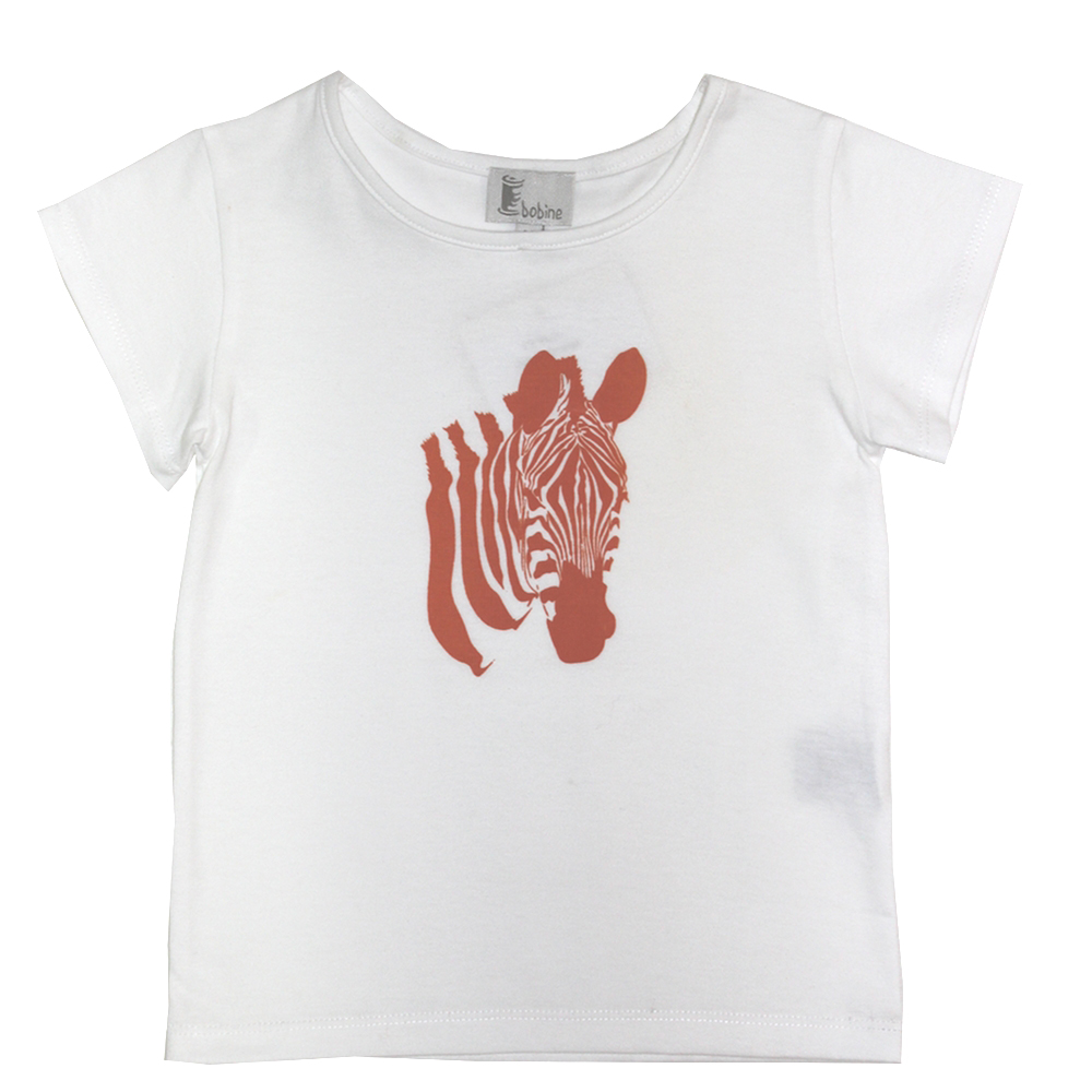 T-shirt blanc zebre rouge
