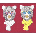 TS Tunisien ours a lunettes rouge détail