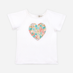 T-shirt en coton fille coeur fleurs d'été