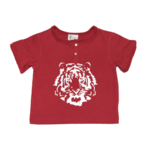 T-shirt bébé rouge imprimé tigre blanc