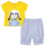 Look bébé T-shirt jaune lapin marin et panty trinite