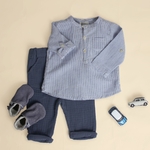 vetement-bébé-enfant-garcon-naissance-pantalon-chemise-gaze-coton-bleu-denim-bobine-paris_ecru