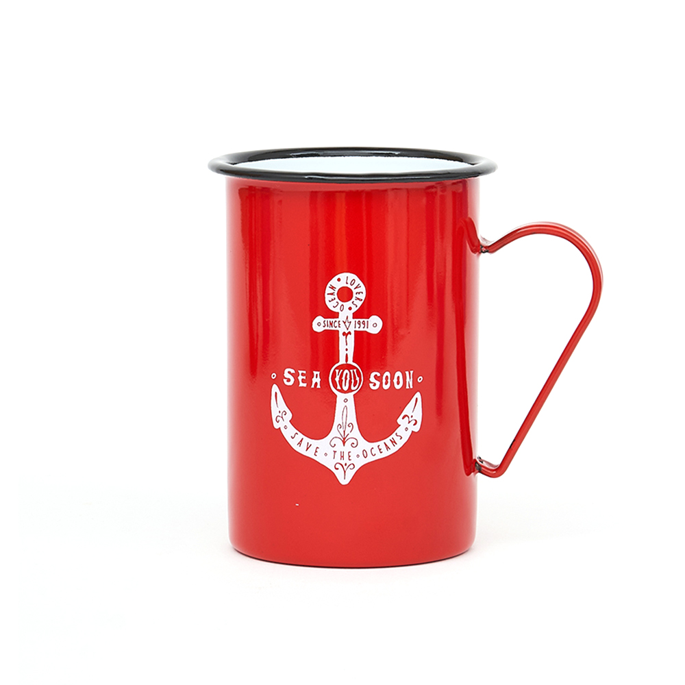 Mug en Verre Rouge - Voilier - L'argent ne Fait Pas le Bonheur