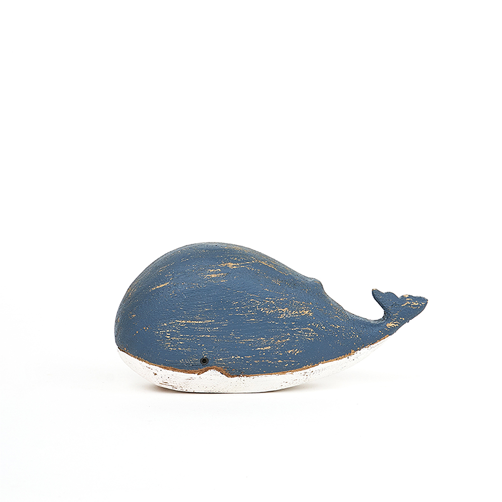 Petite baleine en bois bleu marine