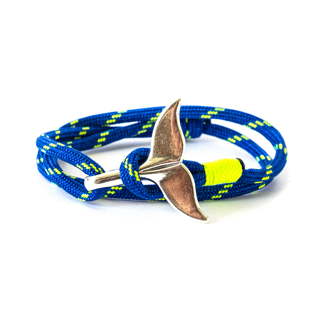 Bracelet marin queue de baleine bleu et fluo
