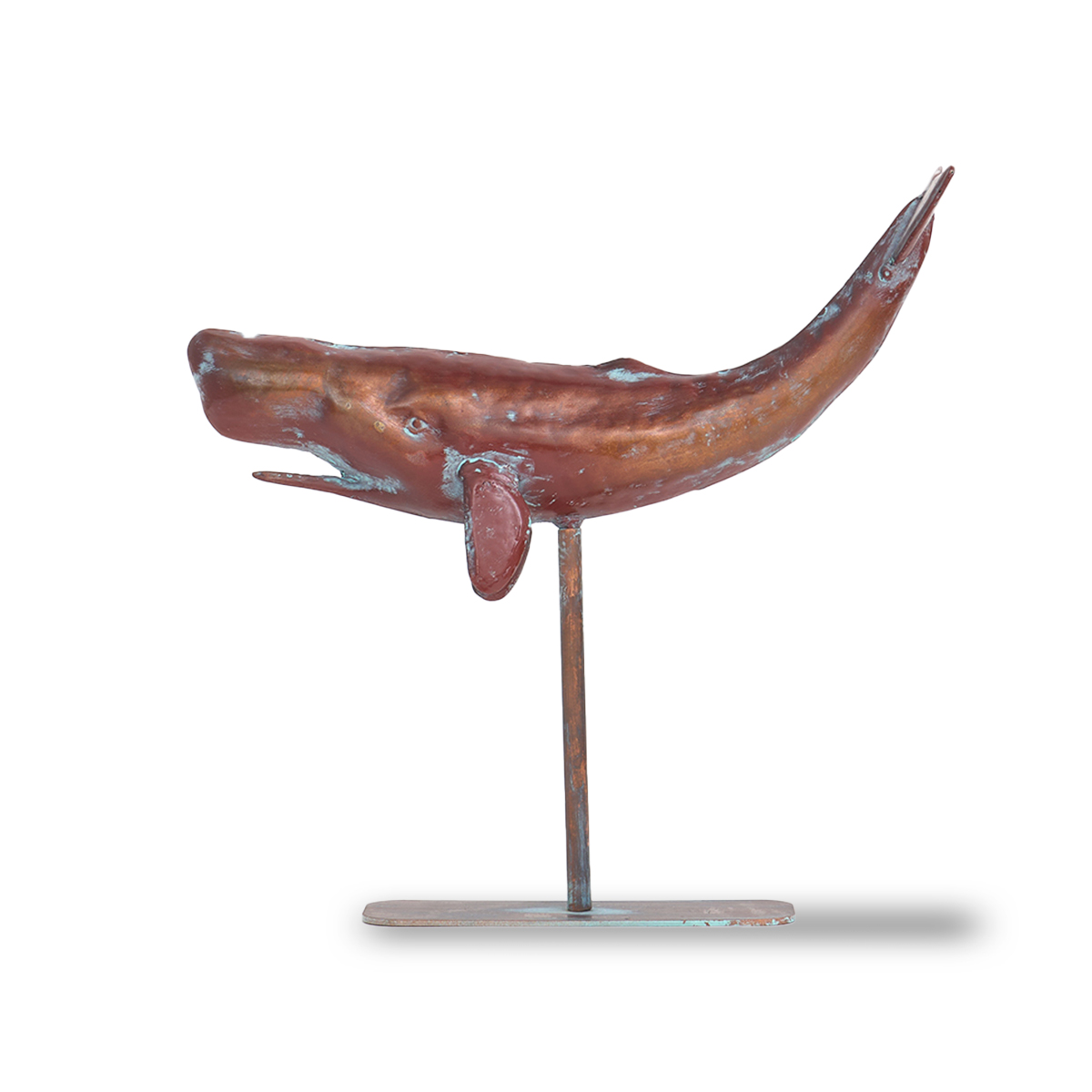 Statuette cachalot en métal cuivré