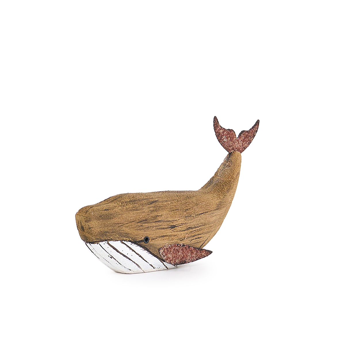 Statuette baleine en bois et métal petite