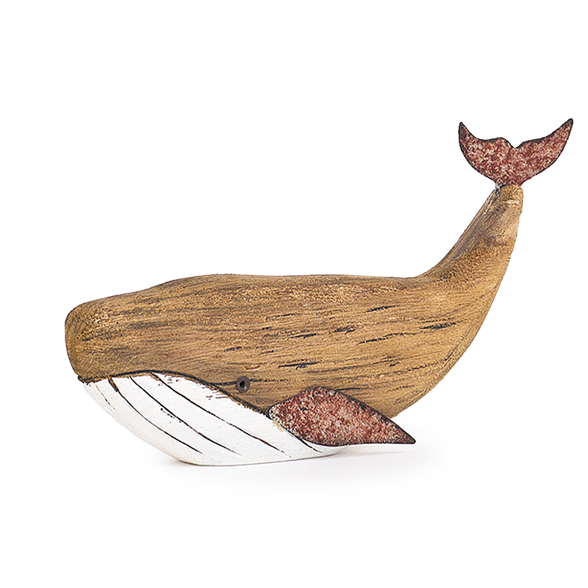 Statuette baleine en bois et métal