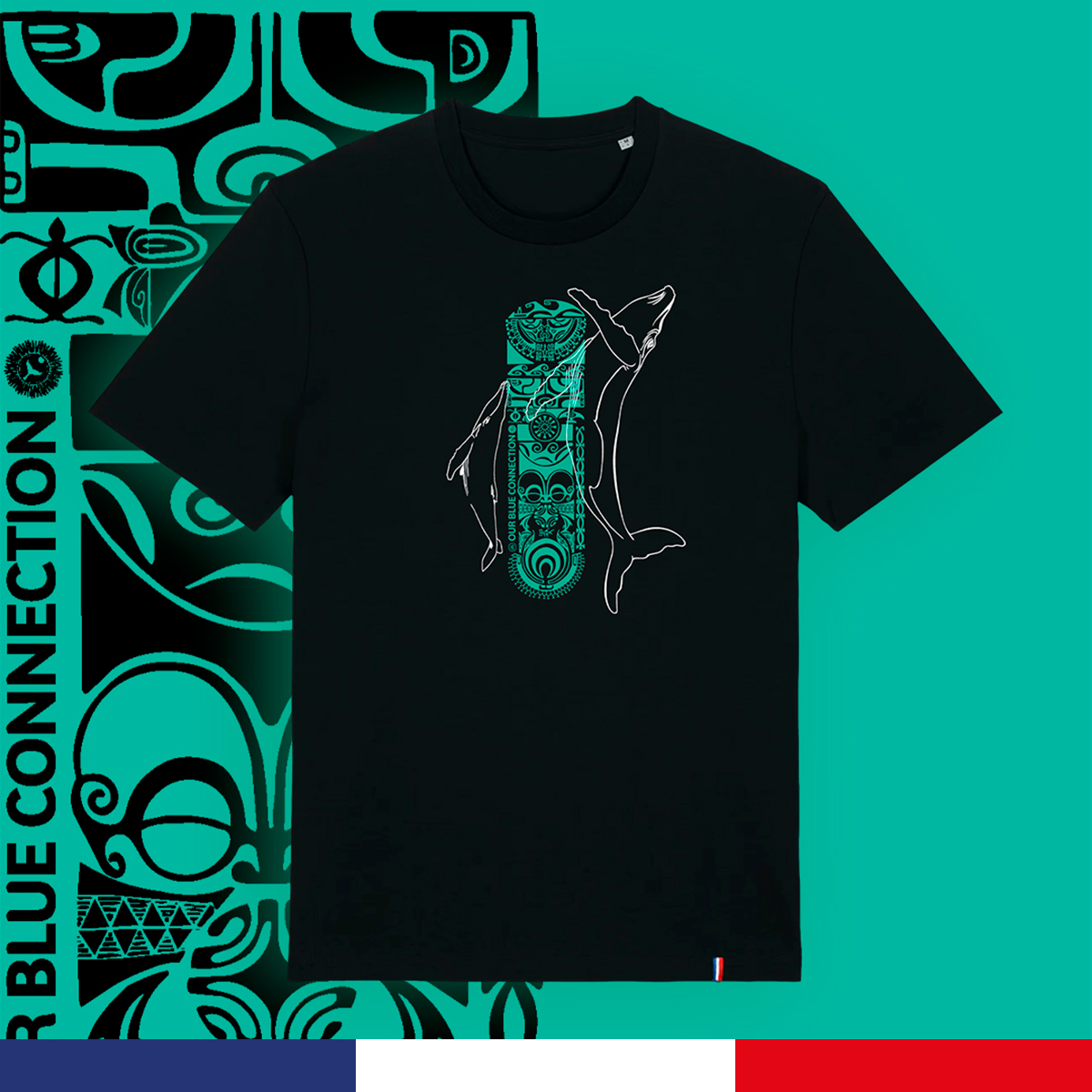 Tee-shirt Oceania x Balen noir, fabriqué en France