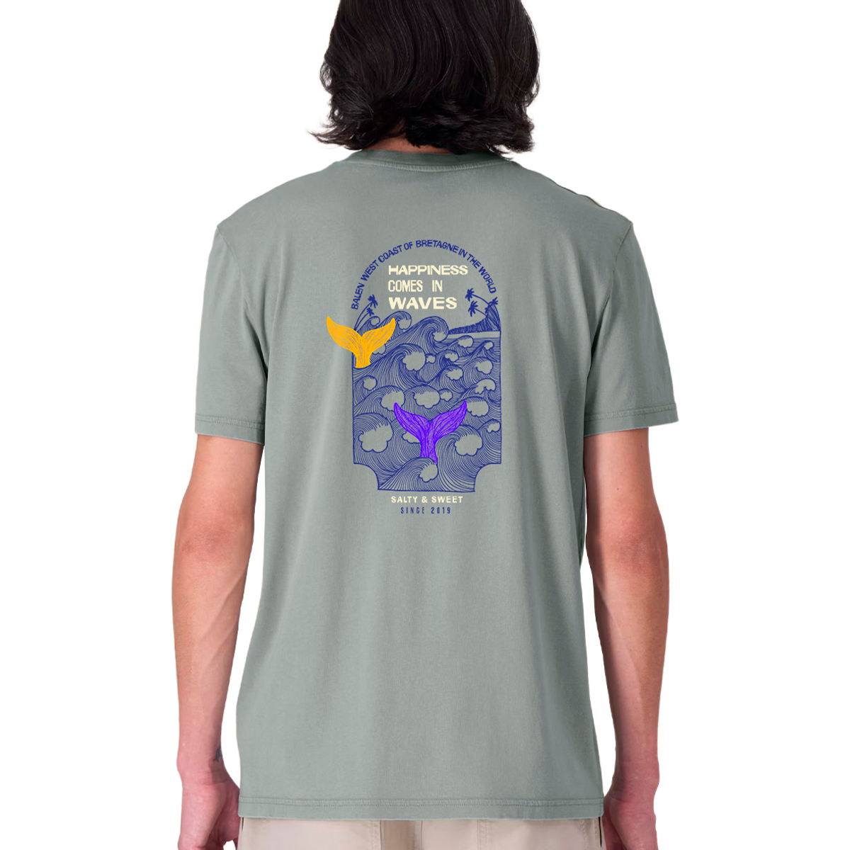 T-shirt UNISEXE vague gris vintage