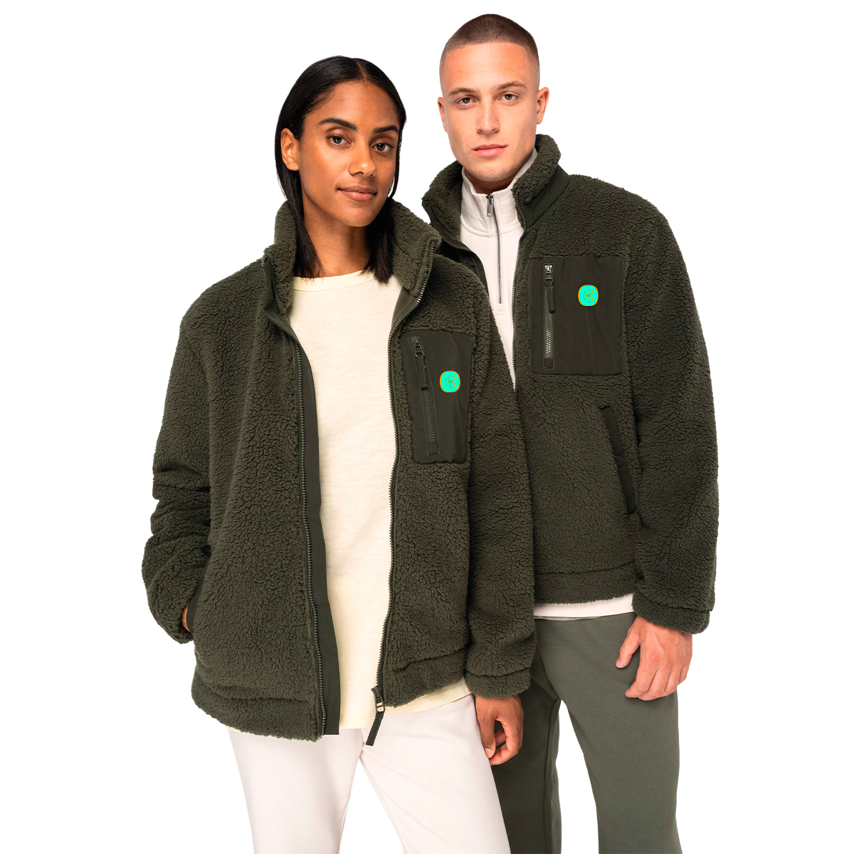 Double polaire Sherpa ORQUALE vert forêt Unisexe polyester recyclée