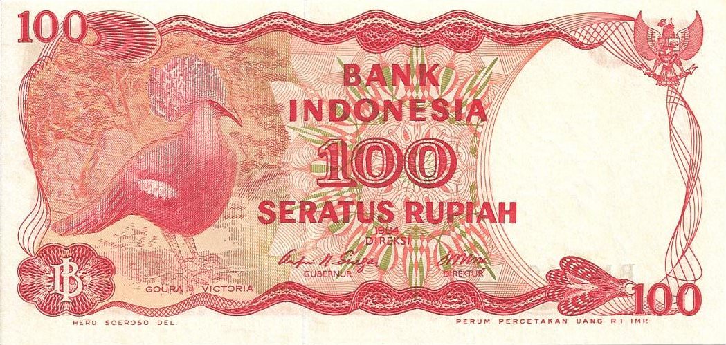 Indonésie 100 rupiah oiseau